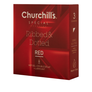 کاندوم خاردار و شیاردار چرچیلز مدل Red بسته 3 عددی