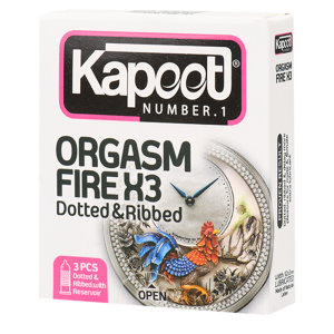 کاندوم خاردار و شیاردار کاپوت مدل Orgasm Fire X3 بسته 3 عددی