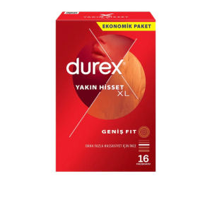 کاندوم سایز بزرگ durex مدل YAKIN HISSET XL بسته 16 عددی (بزرگترین سایز موجود)